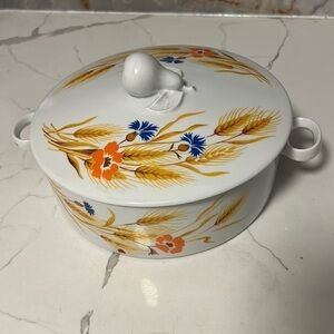 Georges Briard 2QT Golden Wheat Ceramic Covered Casserole Baking Dish